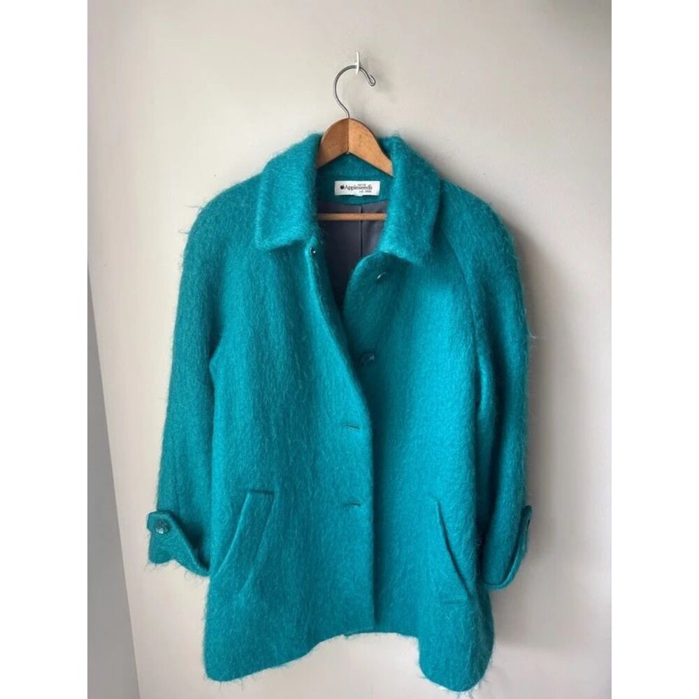 Vintage Appleseed’s Teal Mohair Wool Blend Coat Jacket Size 14